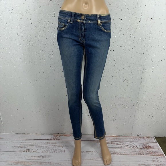 Caractere Milano Italy Women’s size 6 Gold Trim Skinny Stretch Jeans - Picture 5 of 16